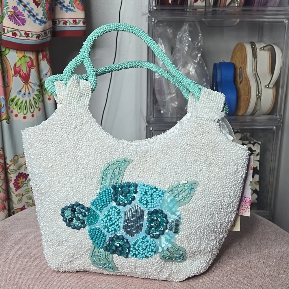 NWT India Sea Turtle Beaded Bag